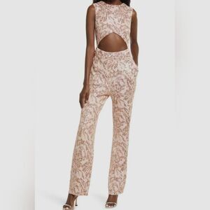 SHO Tadashi Shoji Rose Mist Sequin Cutout Taylor Swift Eras Look Sexy Jumpsuit